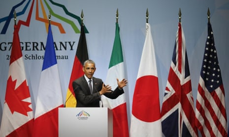 President Barack Obama speaks during a media conference at the conclusion of the G7 summit on 8 June 2015. 