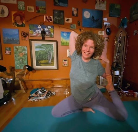 a woman on a yoga mat