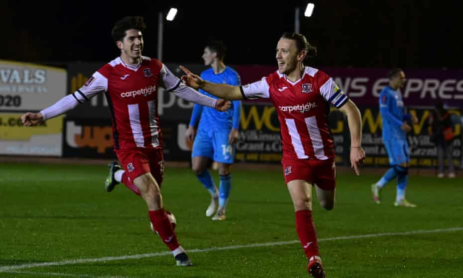 Exeter had celebrated a 3-0 win after two goals from Matt Jay (right) in extra time.