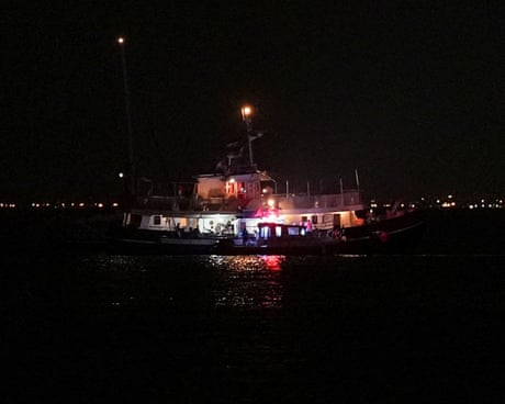 A Global Sumud flotilla vessel floats in the waters in Tunisia