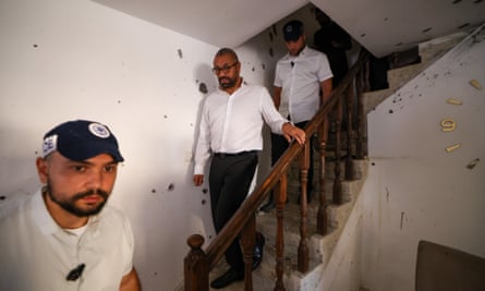 The UK foreign secretary, James Cleverly, visits the house of David and Rachel Edri