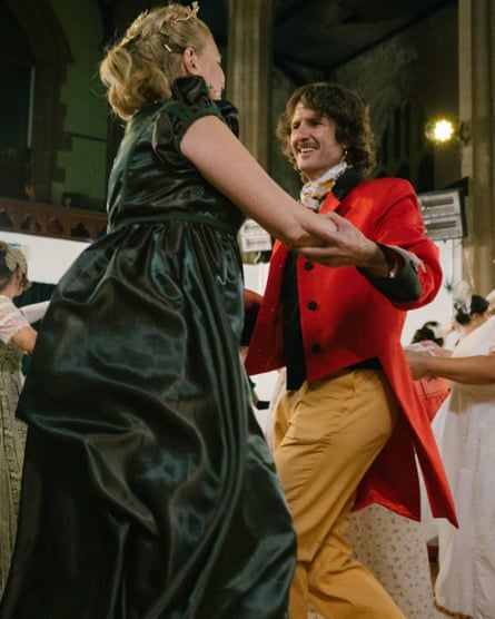 A woman and a man dancing