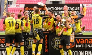 Harrogate Town players celebrate.