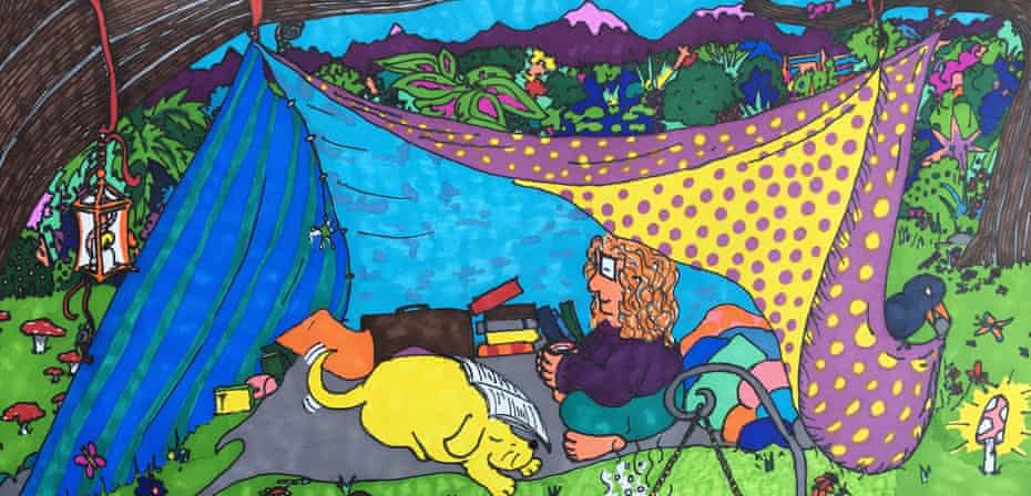 Cath Murphy’s illustration of her back garden camping adventure