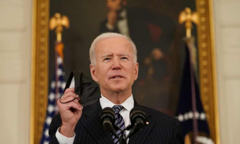 Joe Biden speaks at the White House on 6 April. 