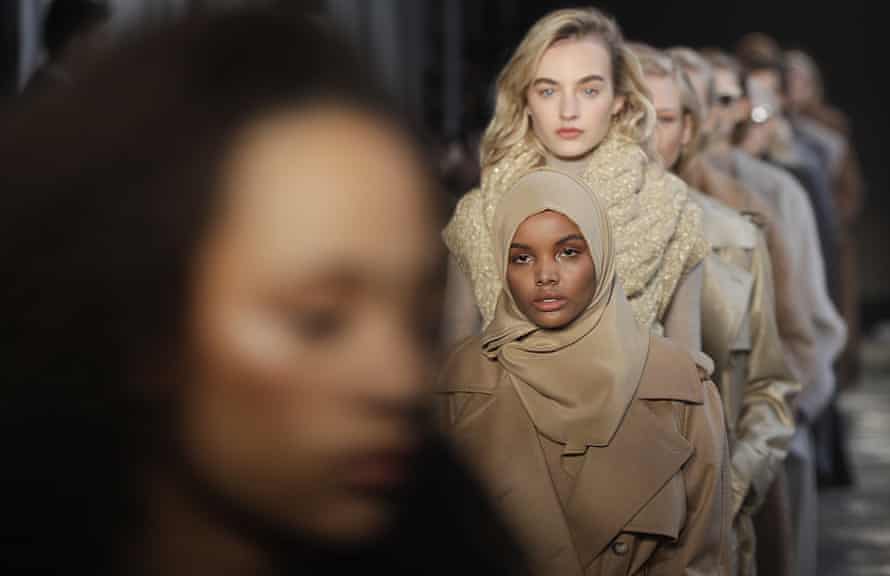 Halima Aden walks in the Max Mara women’s Fall-Winter 2017-18 collection.