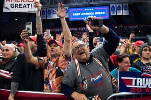 Supporters at the Trump rally in Des Moines, Iowa.