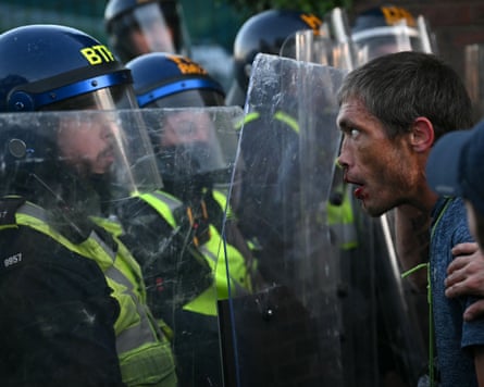 Protesters and police faced off in Southampton earlier this week.
