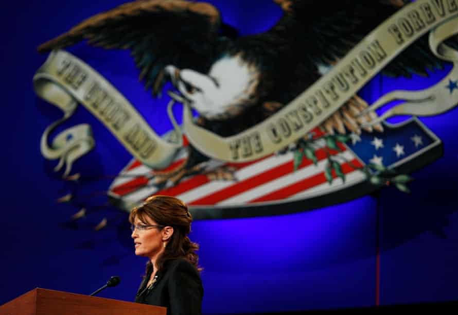 Sarah Palin during the vice-presidential debate with Joe Biden in St Louis, Missouri, on 2 October 2008.