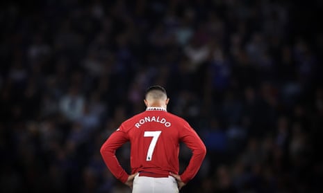 Cristiano Ronaldo of Manchester United looks on during the Premier League match against Leicester City at The King Power Stadium in September 2022.