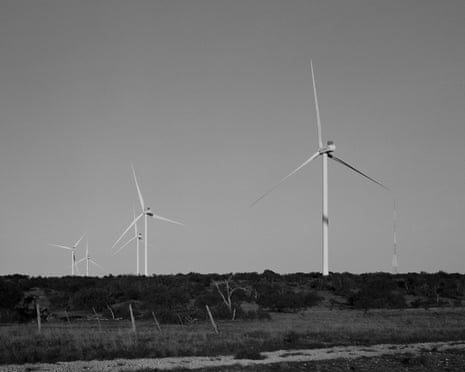 black and white photo of wind turbines