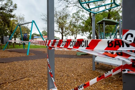 The use of playgrounds is banned during the Covid-19 outbreak, Melbourne, 29 April 2020.