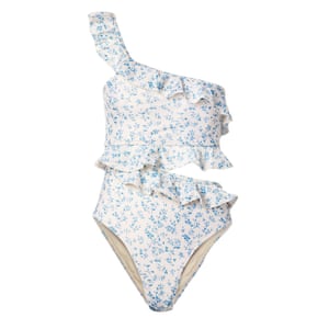 White floral asymmetric swimsuit, £162.17, by Peony, from net-a-porter.com.