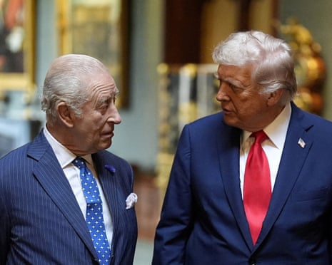King Charles speaking with Donald Trump at Windsor Castle