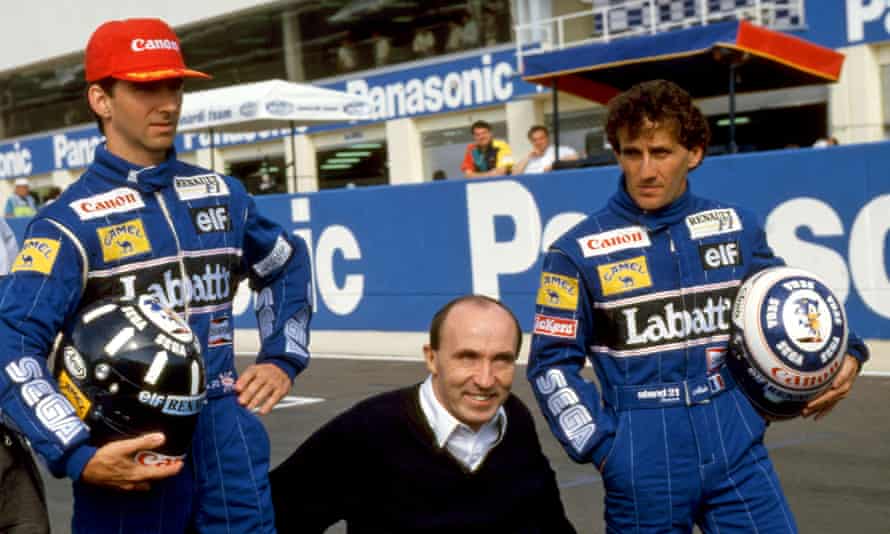 Damon Hill (left), Frank Williams and Alain Prost in 1993.