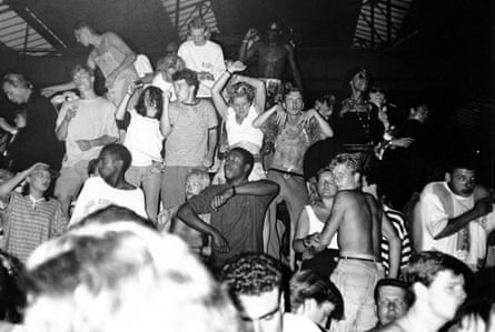 An acid house rave in Berkshire, UK in 1989.