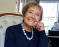 Margaret Hodge sits on a chair at home in London.