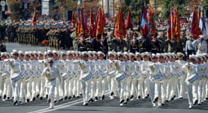 Cadets march on Ukraine's independence day in Kiev