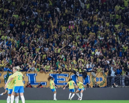 Bia Zaneratto of Brazil celebrates after scoring the team’s second goal against the USA