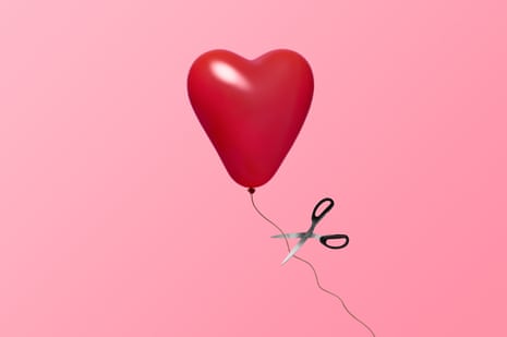 illustration of a heart balloon with scissors cutting its string