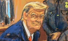 Court drawing of Donald Trump at a hearing in New York.