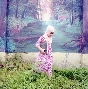 Nine-year-old Elif, a new student at a Quranic school, wears a hijab for the first time. Rize, Turkey, 4 August 2018