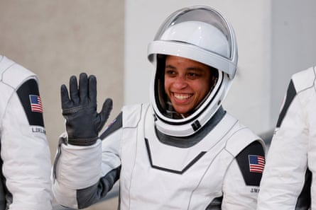 Nasa astronaut Jessica Watkins waves