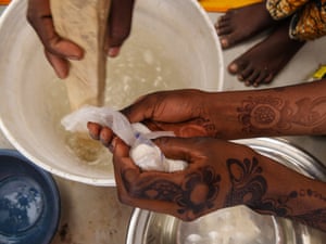Women at the âsafe spaceâ at the Muna camp in Maidguri learn how to make soap to sell.