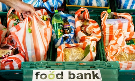 Items in carrier bags at a food bank