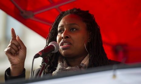 MP Dawn Butler speaks outside the US embassy in central London