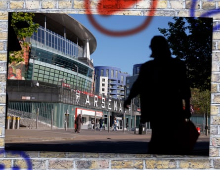 Outside a quiet Emirates Stadium.
