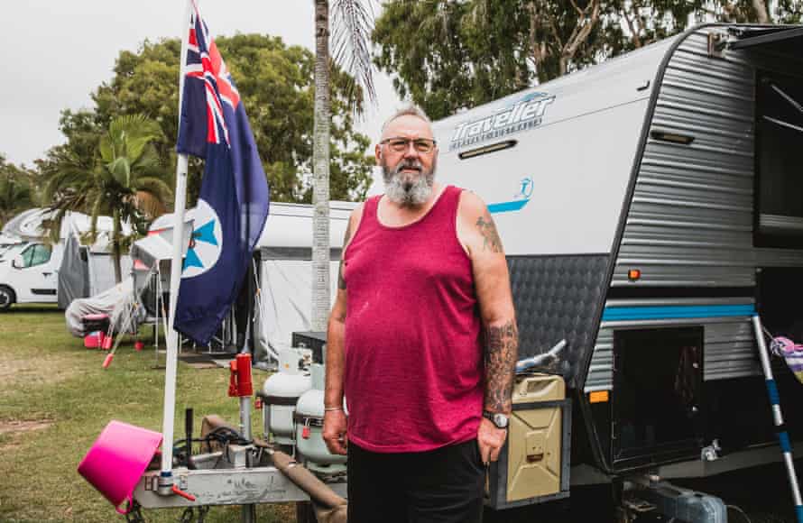 Mackay resident Charlie Love while waiting to cross the border