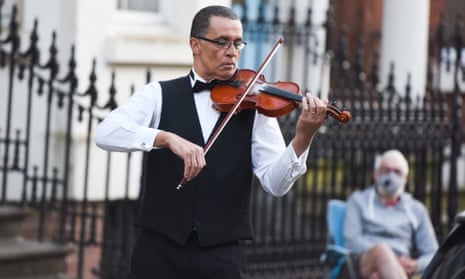 A man plays violin