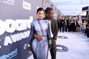 Travis Scott, who performed at the ceremony, with Kylie Jenner.