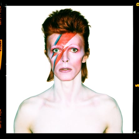 Musician David Bowie on the Aladdin Sane 1973 album cover