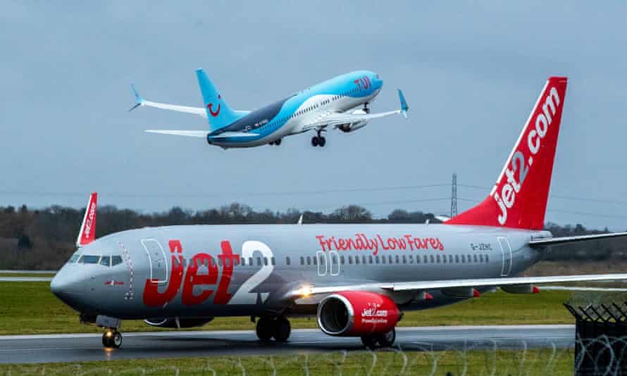 A Jet2 Boeing 737-8K5 at Manchester Airport.