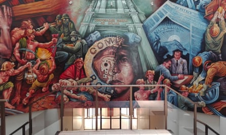 A mural depicting Bolivia’s 1952 revolution at the Comibol archive in El Alto, Bolivia