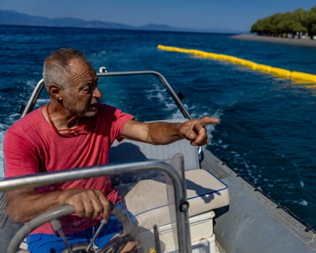 Choulieris driving his small boat