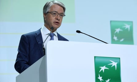 The BNP Paribas director and chief executive, Jean-Laurent Bonnafé, addressing the group’s general meeting in Paris