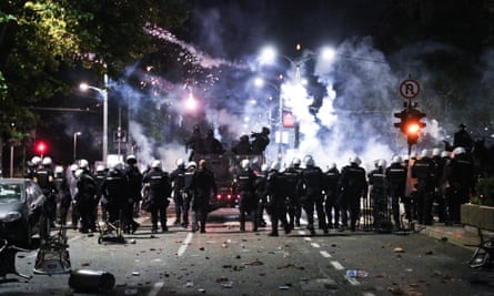 Police respond to the protests in Belgrade