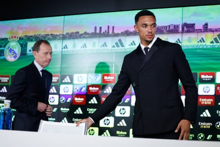 Trent Alexander-Arnold at his Real Madrid unveiling.
