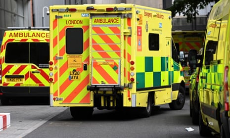 Multiple ambulances outside a hospital