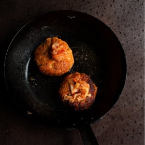 Sweet potato and kimchi cakes.