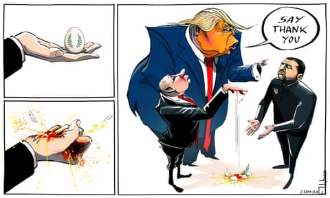 Ella Baron on Vladimir Putin’s Easter ceasefire in Ukraine – cartoon, panel 1