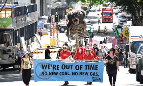 An anti-fossil fuel rally in Brisbane, where voters in the Moreton electorate support a ban on new projects. 