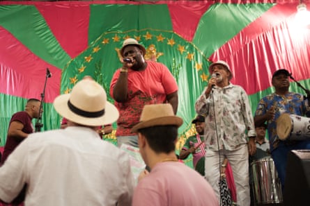 Musicians from the Mangueira samba school perform one of the songs composed for this year’s Carnival at a rehearsal on Jan. 25, 2020.