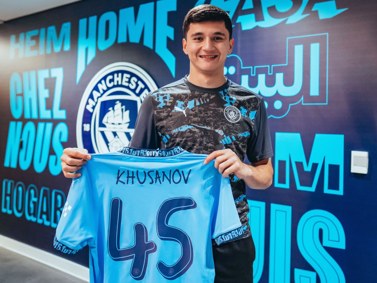 Manchester City sign £33.8m defender Abdukodir Khusanov from Lens | Manchester City | The Guardian