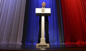 President Putin speaks during an event celebrating ‘security agency workers’ day’ in Moscow.
