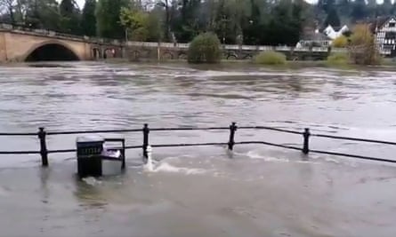 The River Severn bursts its bank in Bewdley, Worcestershire