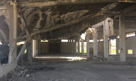 The warehouse next to where the missile landed – now an abandoned space covered in dust.